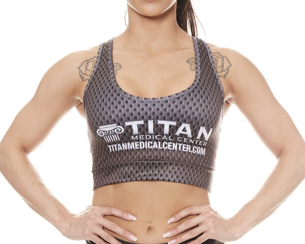 Women's Gun Metal Black & White Sports Bra