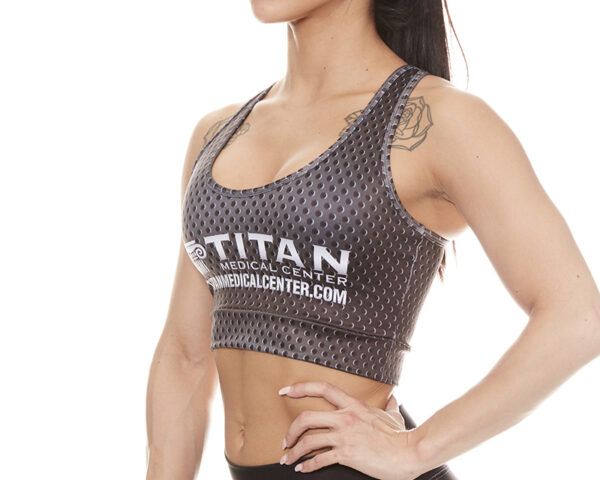 Women's Gun Metal Black & White Sports Bra - Image 3