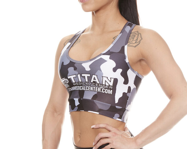 Women's Black & White Camo Sports Bra - Image 3