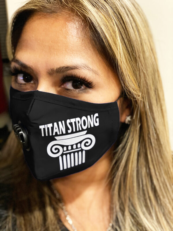 Titan Face Mask – Black with White “Titan Strong”