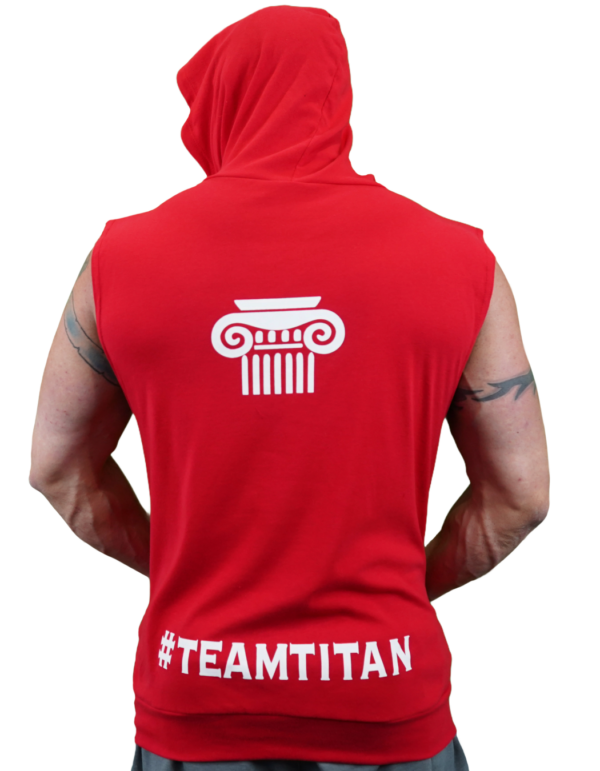 Men's Red Sleeveless Hoodies - Image 2